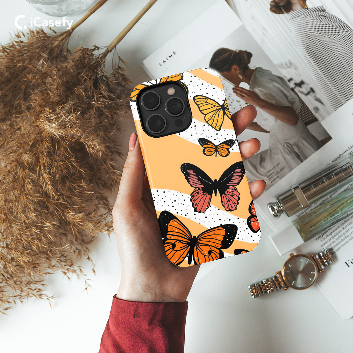 Retro Groovy Butterflies Phone Case iPhone Samsung Cover Pixel 660 - Image 2