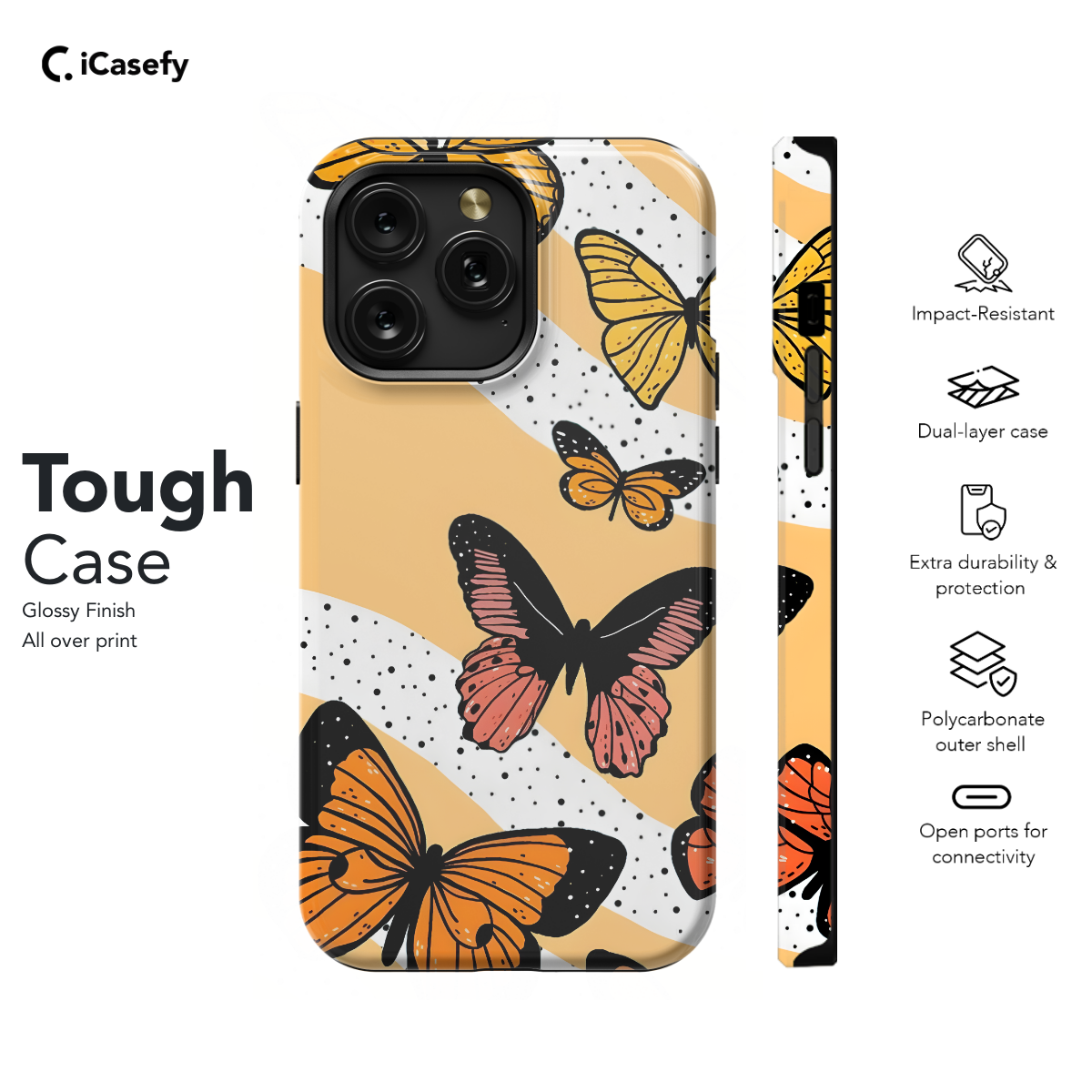 Retro Groovy Butterflies Phone Case iPhone Samsung Cover Pixel 660 - Image 5