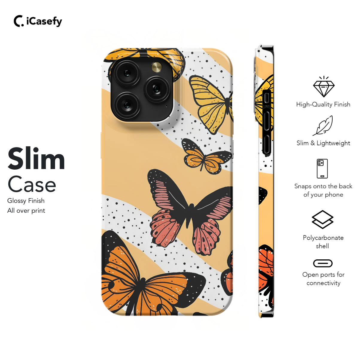 Retro Groovy Butterflies Phone Case iPhone Samsung Cover Pixel 660 - Image 6