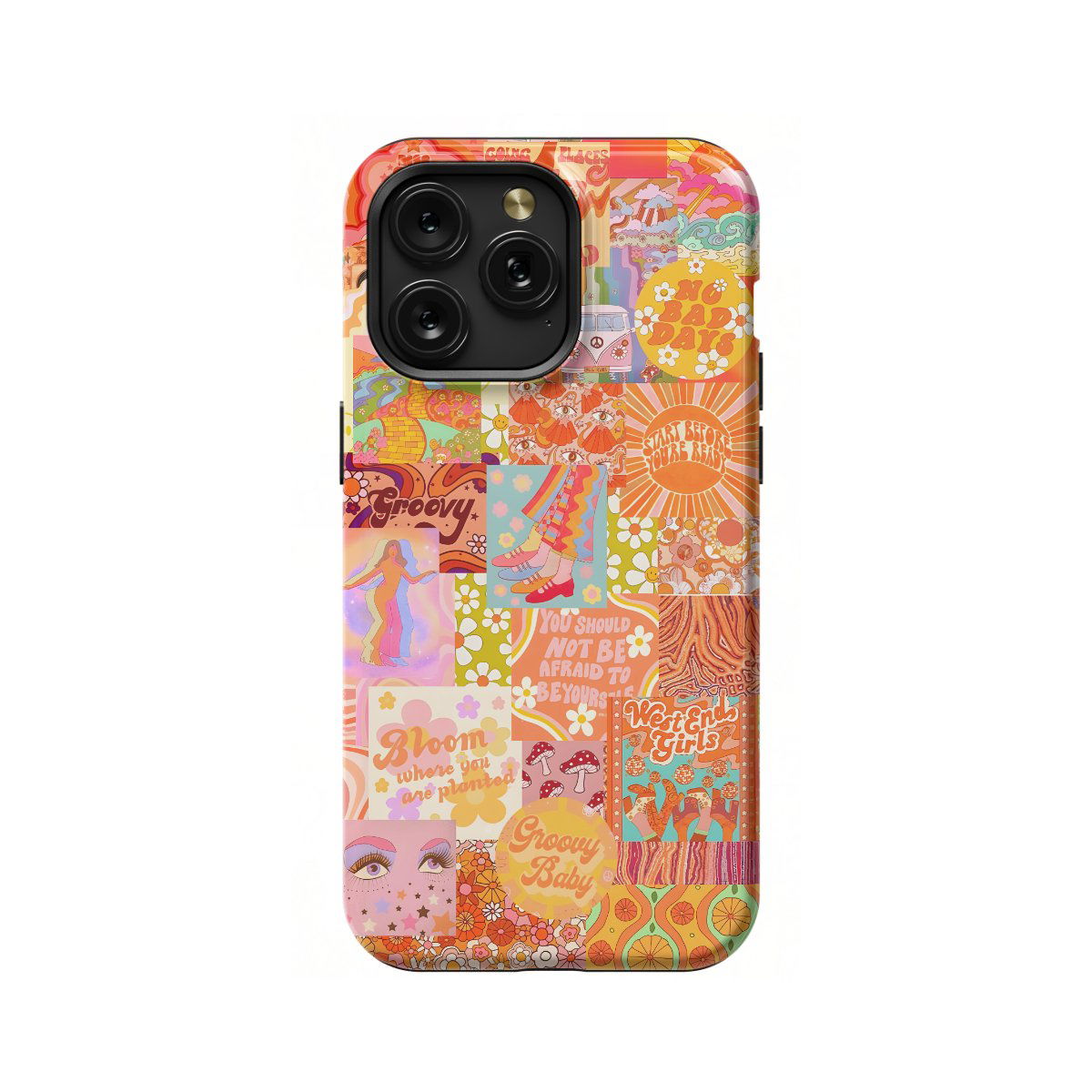 Retro Groovy Hippie Floral Rainbow Phone Case iPhone Samsung Pixel & More - Image 1