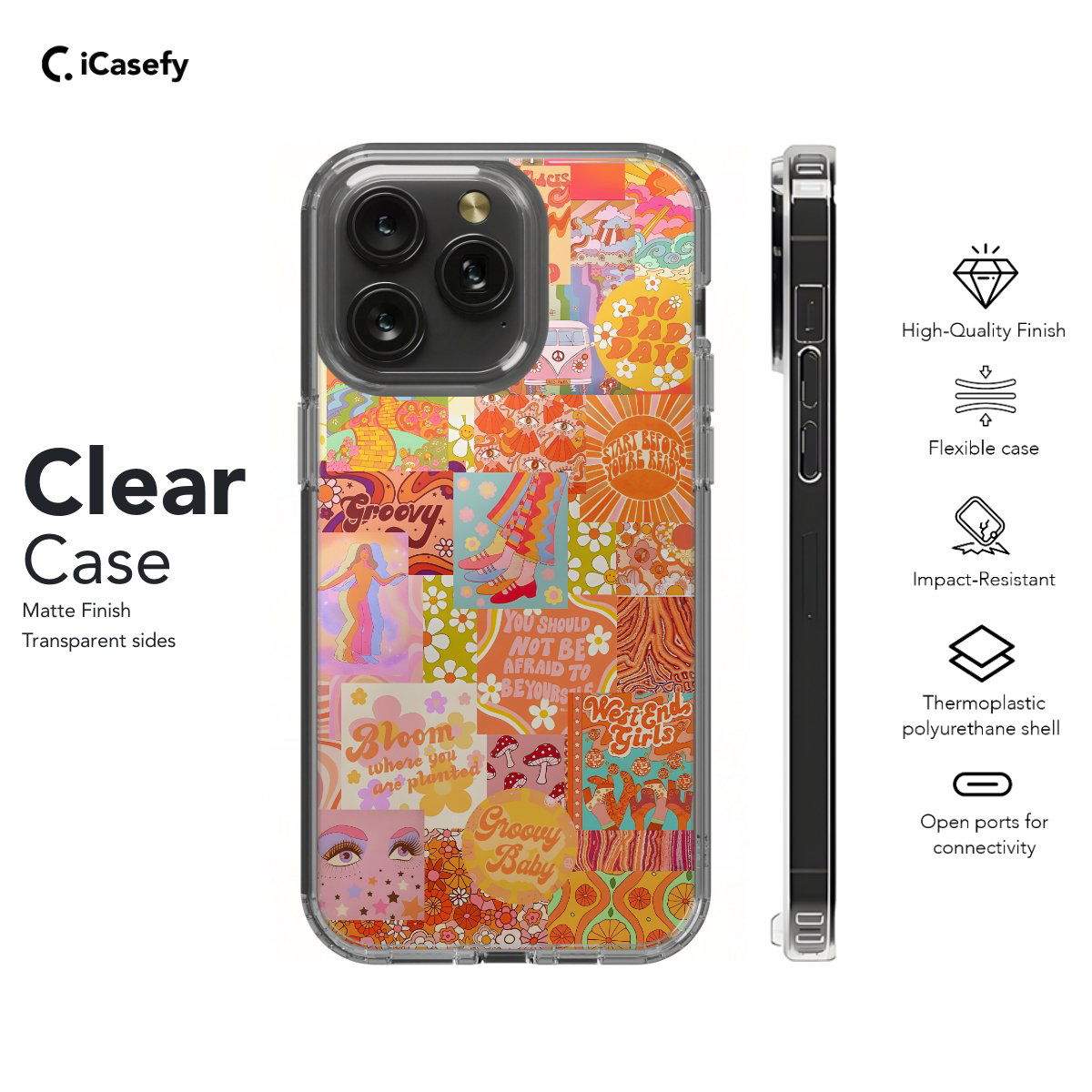 Retro Groovy Hippie Floral Rainbow Phone Case iPhone Samsung Pixel & More - Image 7