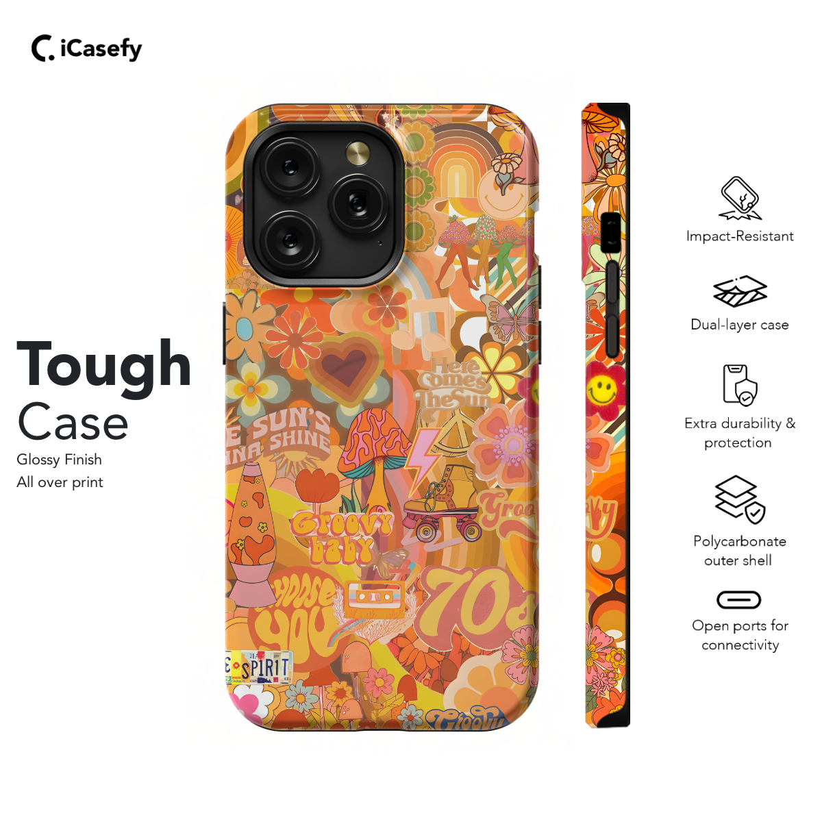 Retro Groovy Hippie Floral Rainbow Trippy 70s Phone Case iPhone Samsung Pixel & More 395 - Image 5