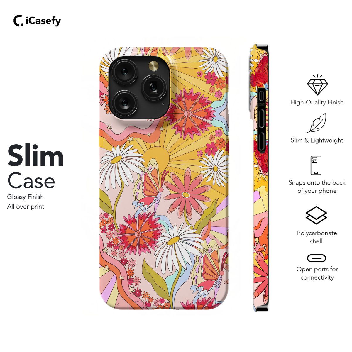 Retro Groovy Hippie Floral Rainbow Trippy Phone Case iPhone Samsung Pixel & More #148 - Image 5