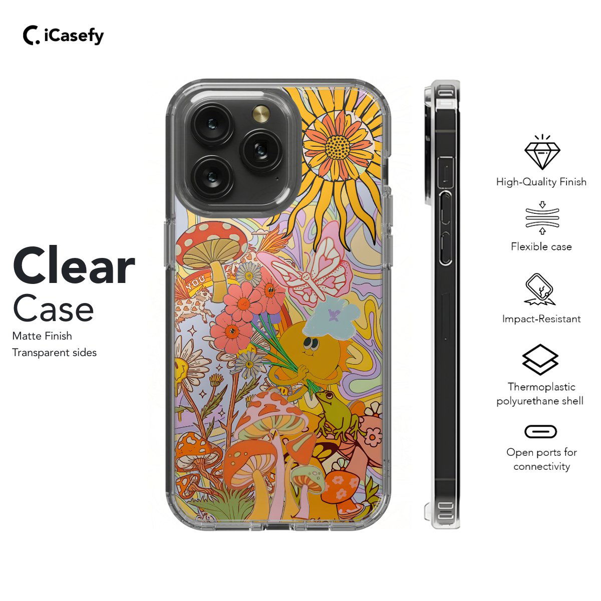 Retro Groovy Hippie Floral Rainbow Trippy Phone Case iPhone Samsung Pixel & More #290 - Image 7