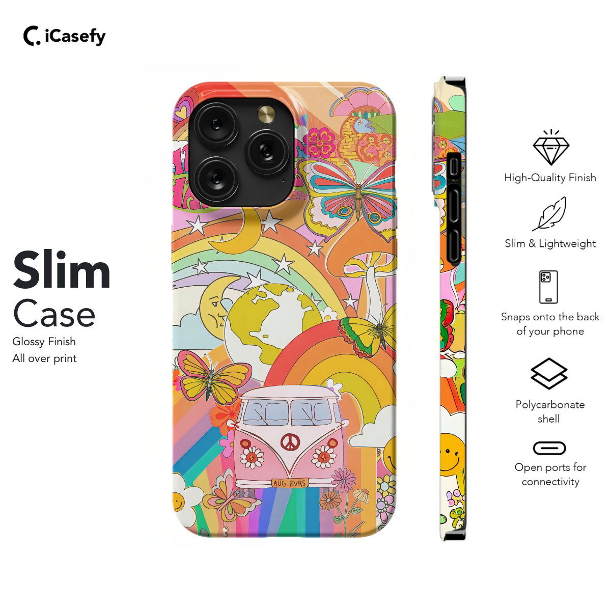 Retro Groovy Hippie Floral Rainbow Trippy Phone Case iPhone Samsung Pixel & More #329 - Image 6