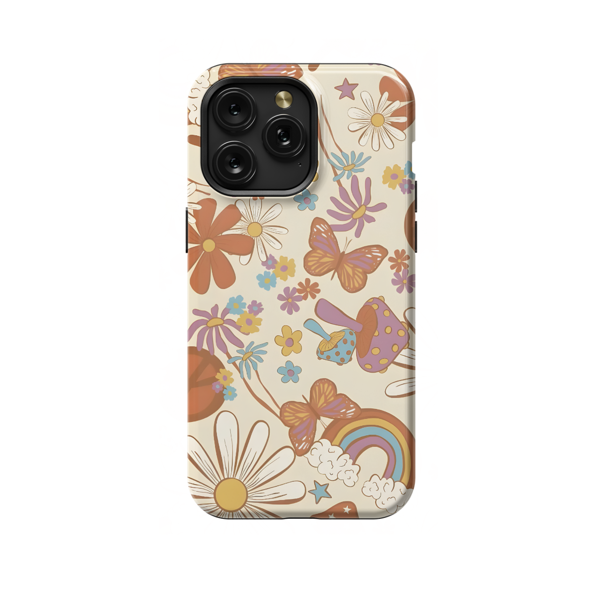 Retro Groovy Hippie Floral Rainbow Trippy Phone Case iPhone Samsung Pixel & More 384 - Image 1