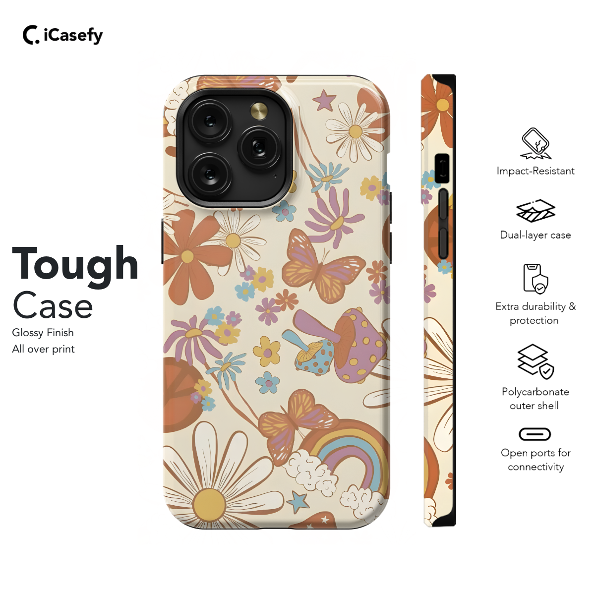 Retro Groovy Hippie Floral Rainbow Trippy Phone Case iPhone Samsung Pixel & More 384 - Image 5