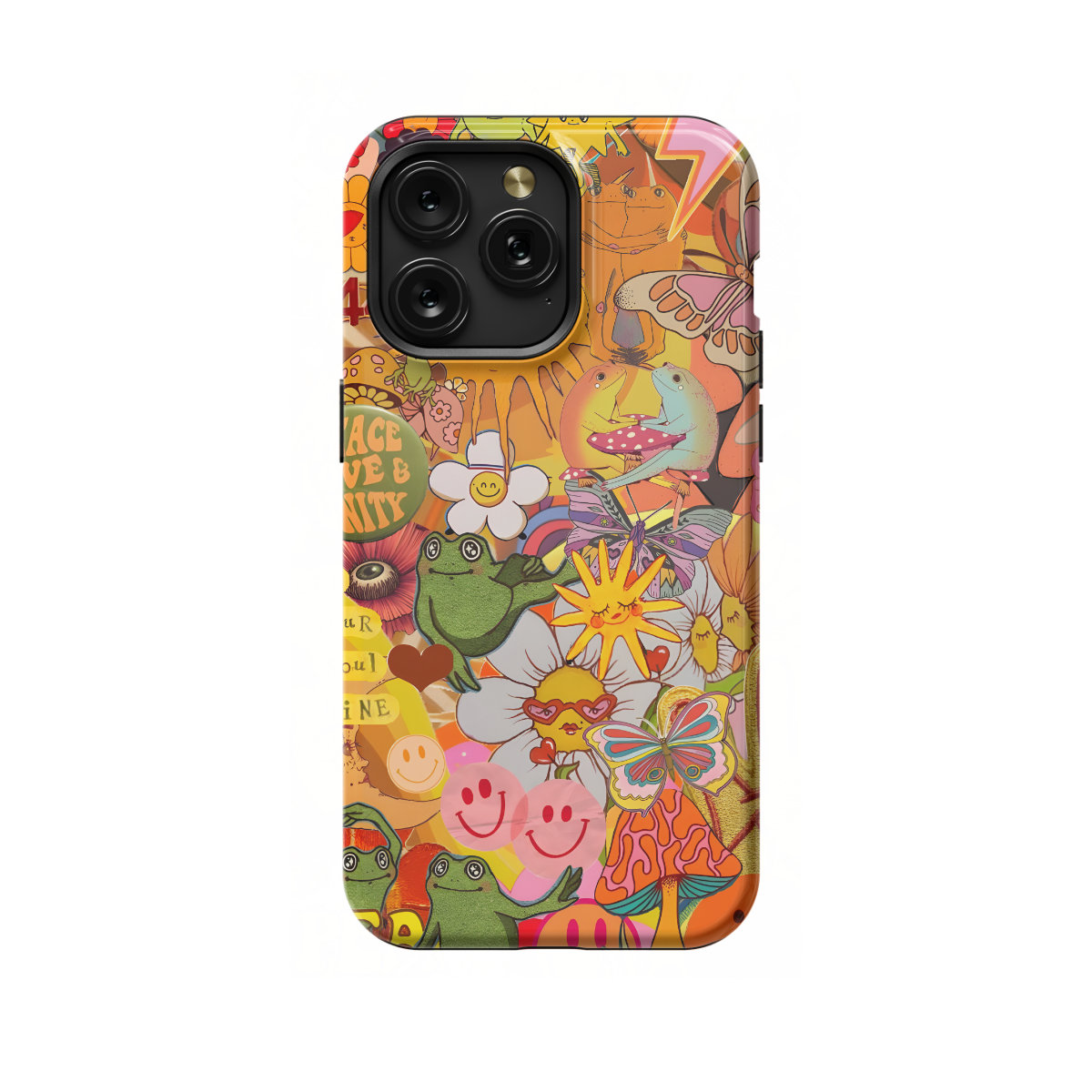 Retro Groovy Hippie Floral Rainbow Trippy Phone Case iPhone Samsung Pixel & More 394 - Image 1