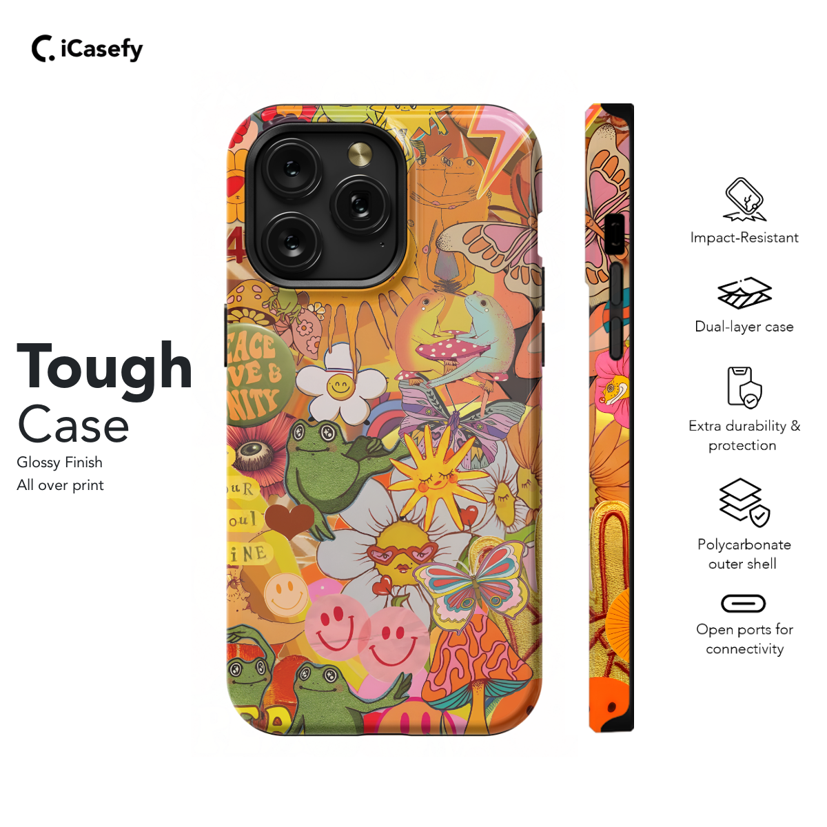 Retro Groovy Hippie Floral Rainbow Trippy Phone Case iPhone Samsung Pixel & More 394 - Image 5