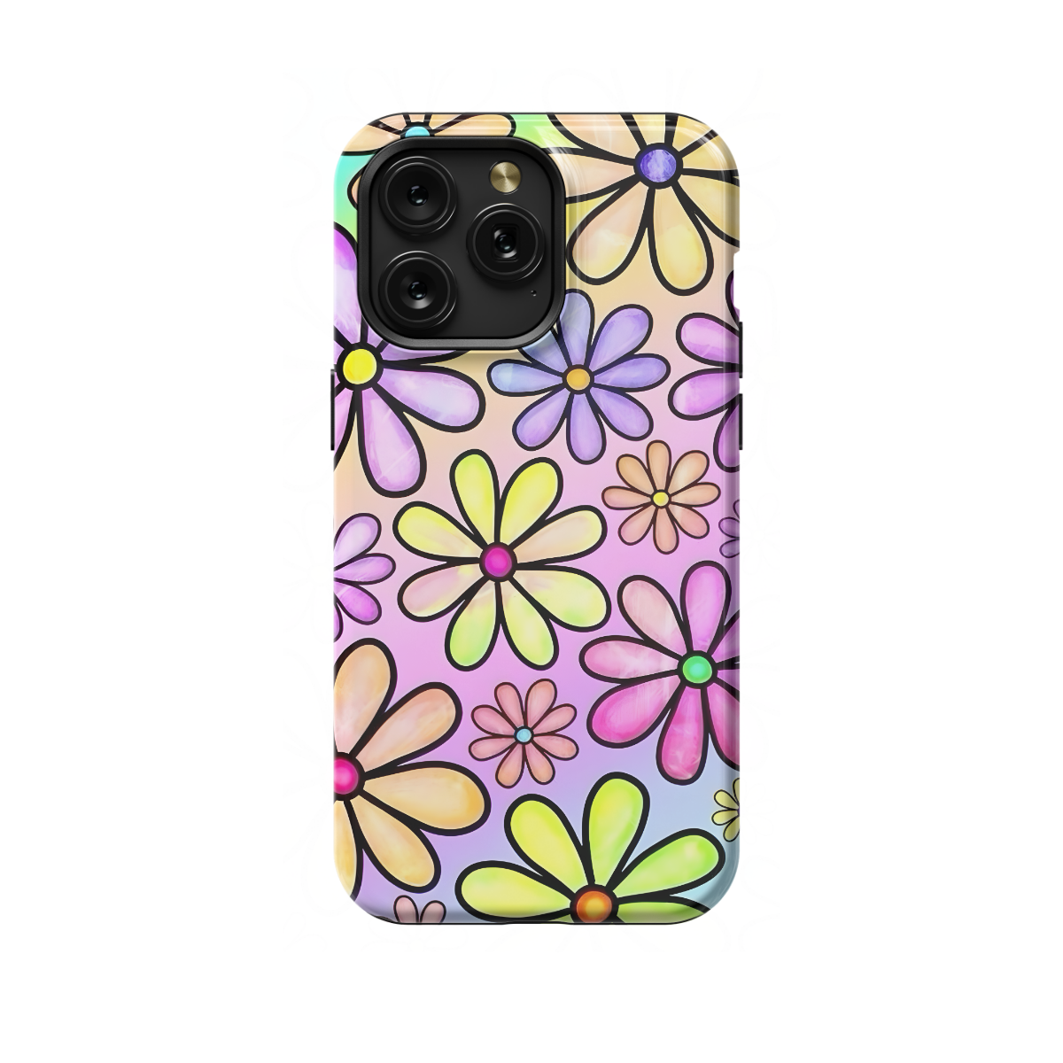 Retro Groovy Hippie Floral Rainbow Trippy Phone Case iPhone Samsung Pixel & More 399 - Image 1