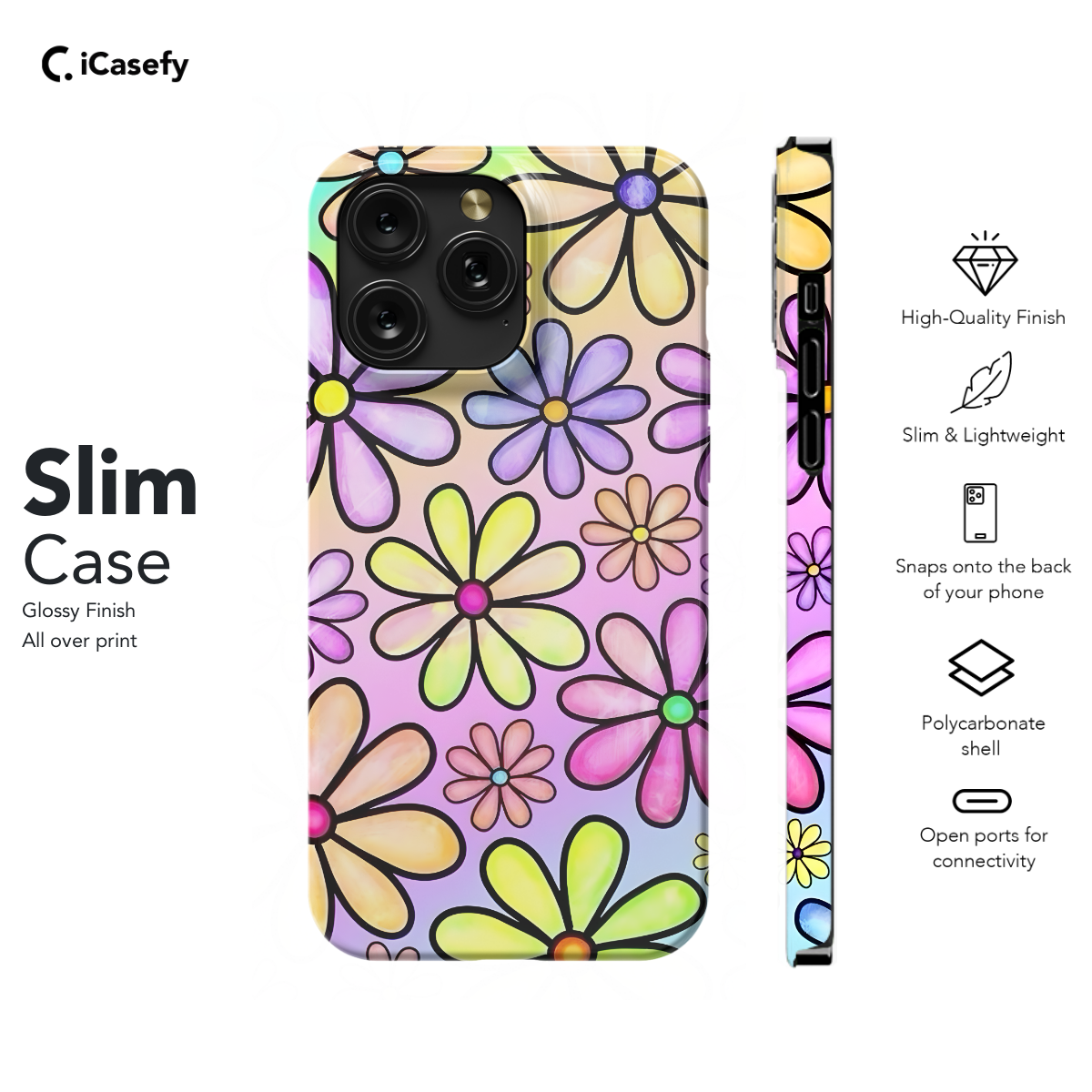 Retro Groovy Hippie Floral Rainbow Trippy Phone Case iPhone Samsung Pixel & More 399 - Image 6