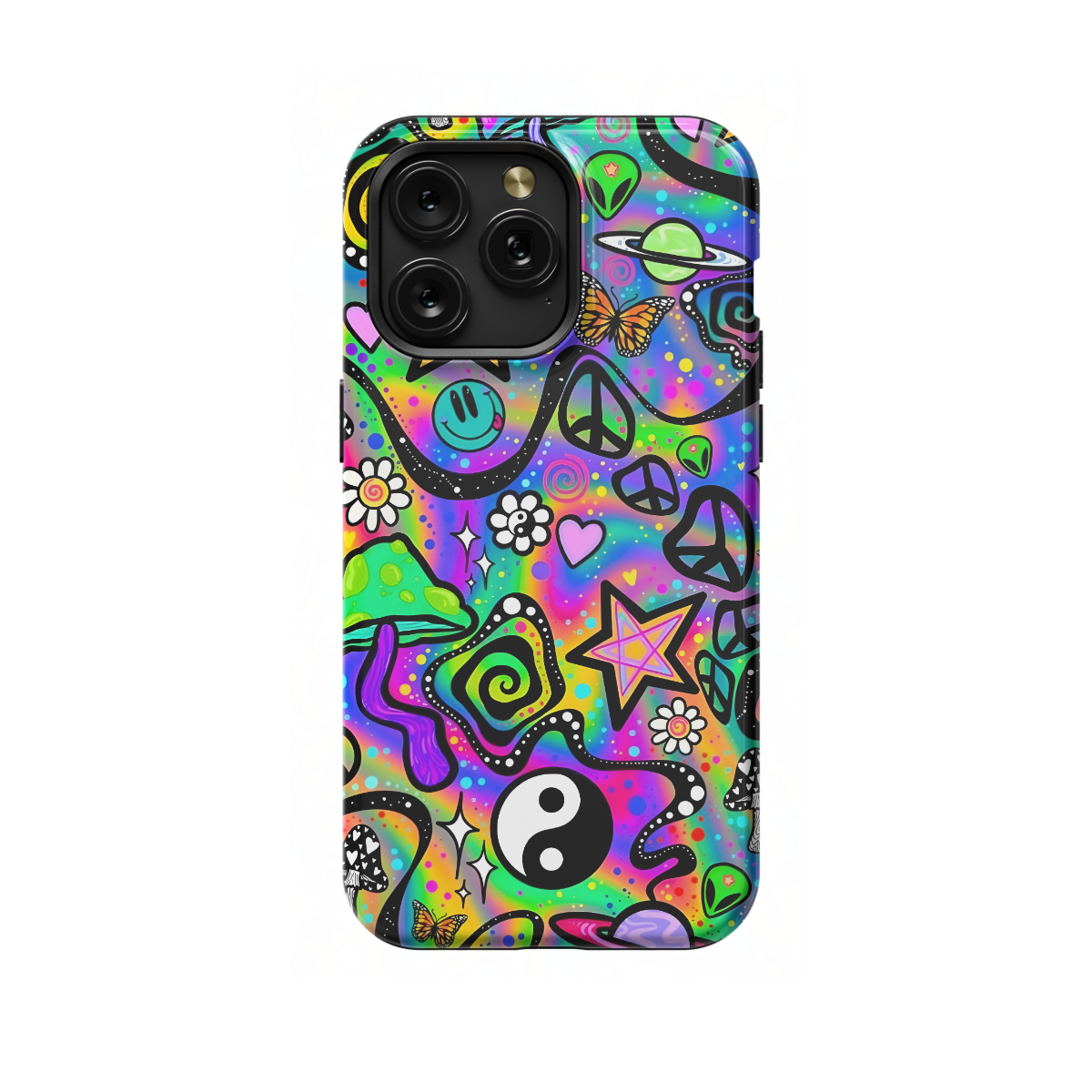 Retro Groovy Hippie Floral Rainbow Trippy Phone Case iPhone Samsung Pixel & More 401 - Image 1