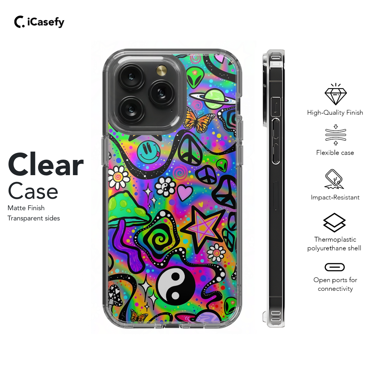 Retro Groovy Hippie Floral Rainbow Trippy Phone Case iPhone Samsung Pixel & More 401 - Image 7