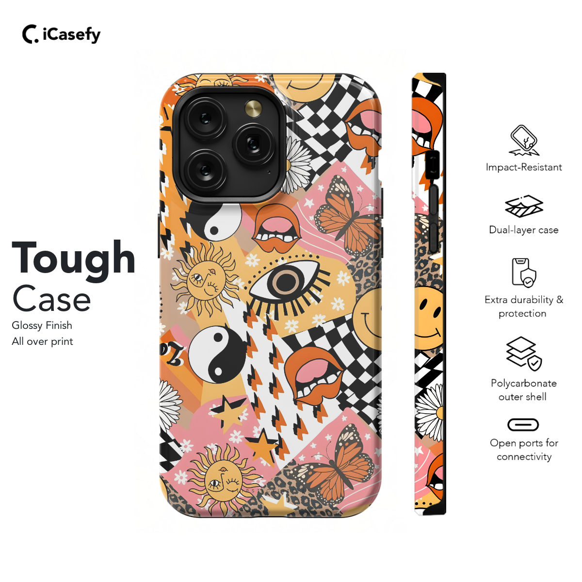 Retro Groovy Hippie Floral Rainbow Trippy Phone Case iPhone Samsung Pixel & More 402 - Image 5