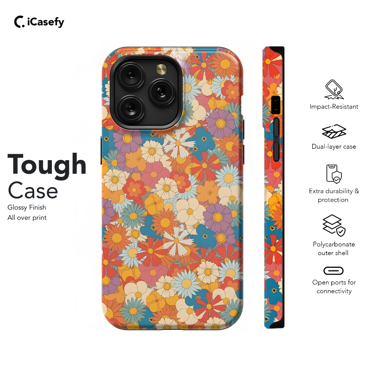 Retro Groovy Hippie Floral Rainbow Trippy Phone Case iPhone Samsung Pixel & More 403 - Image 5