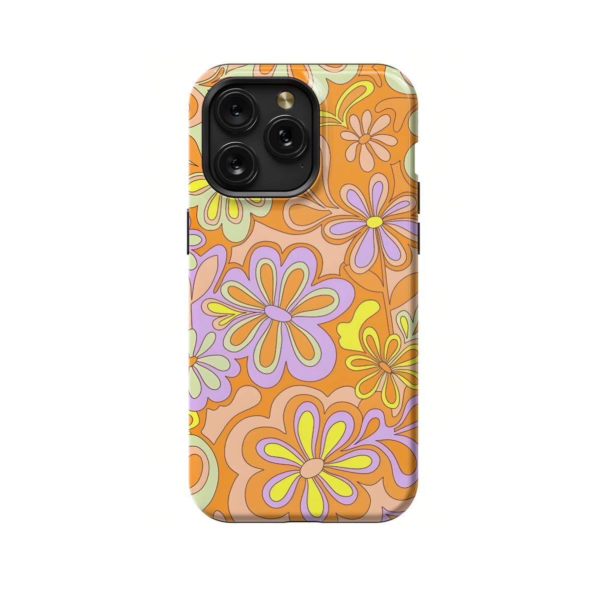 Retro Groovy Hippie Floral Rainbow Trippy Phone Case iPhone Samsung Pixel & More 405 - Image 1