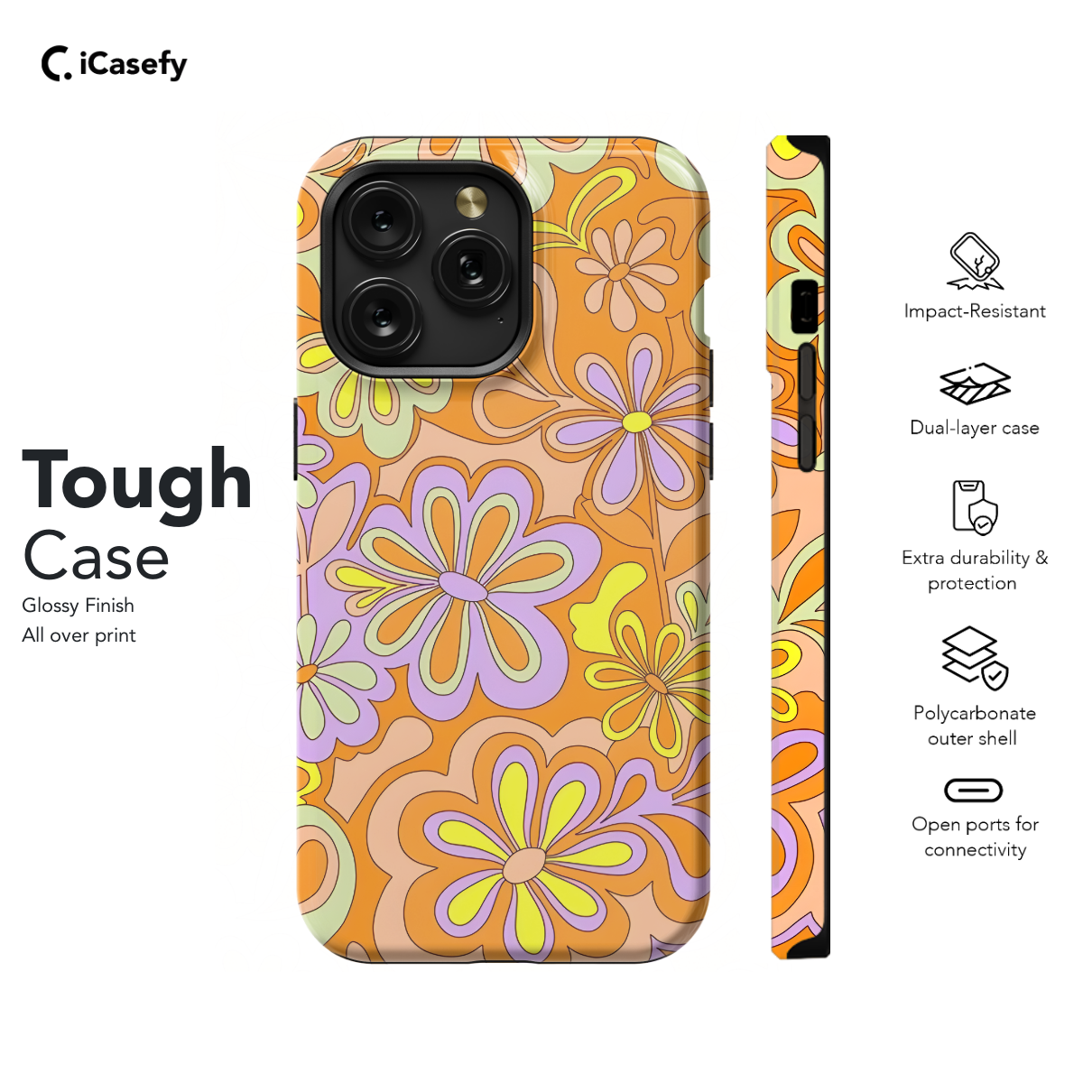 Retro Groovy Hippie Floral Rainbow Trippy Phone Case iPhone Samsung Pixel & More 405 - Image 5