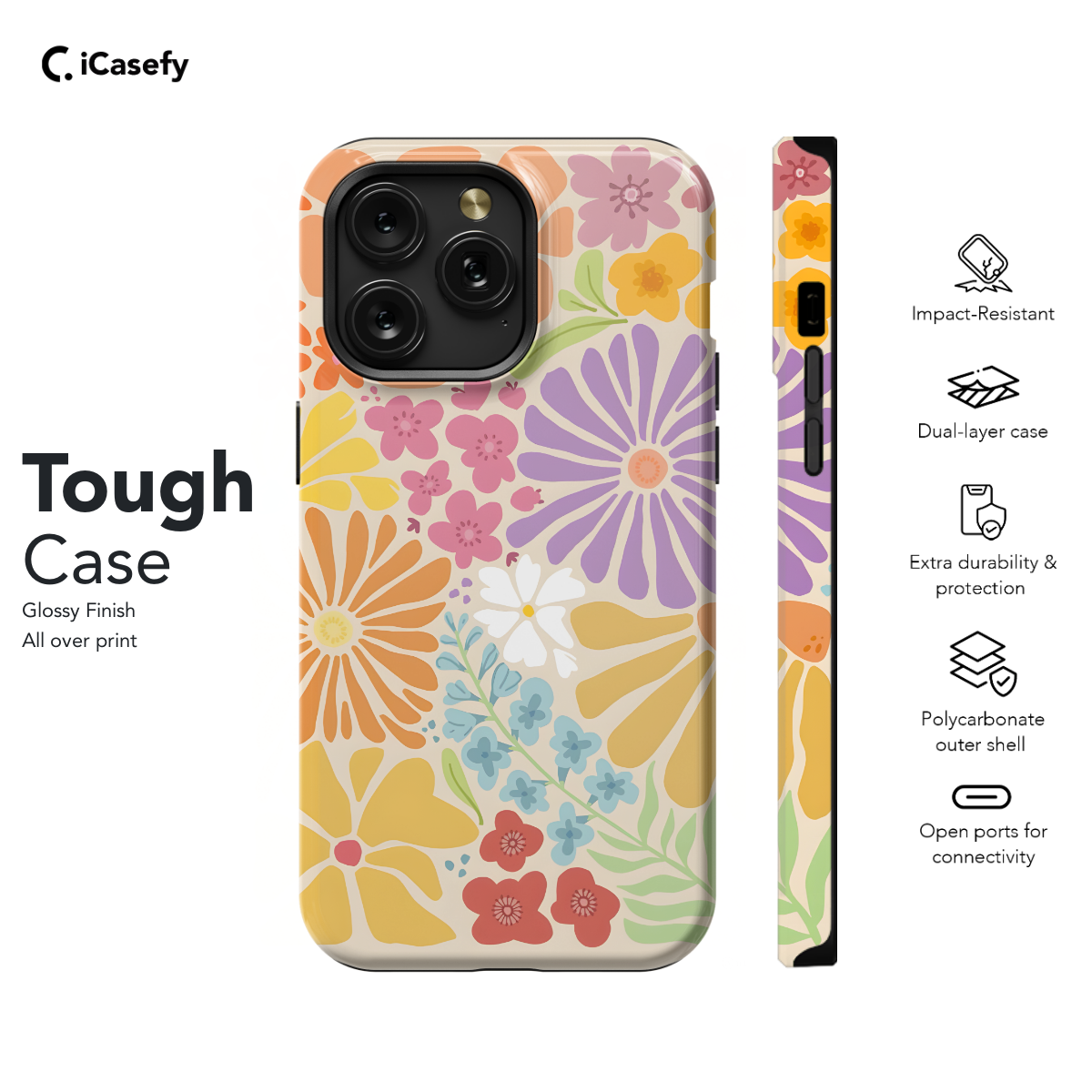 Retro Groovy Hippie Floral Rainbow Trippy Phone Case iPhone Samsung Pixel & More 413 - Image 5