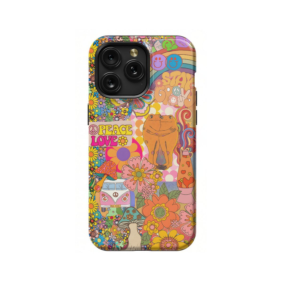 Retro Groovy Hippie Floral Rainbow Trippy Phone Case iPhone Samsung Pixel & More #414 - Image 1