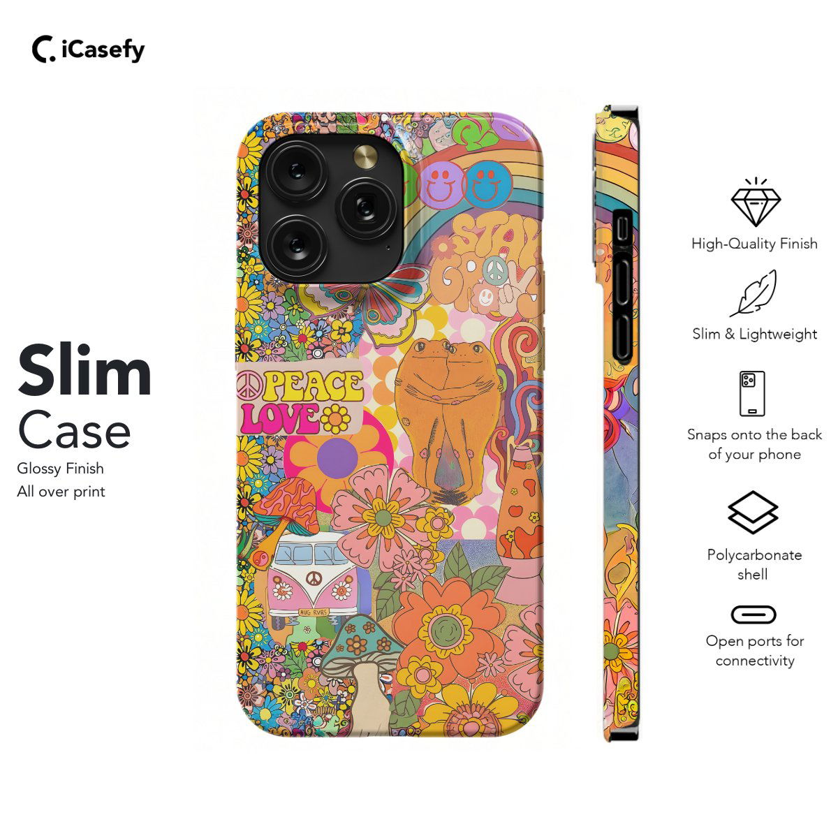 Retro Groovy Hippie Floral Rainbow Trippy Phone Case iPhone Samsung Pixel & More #414 - Image 6