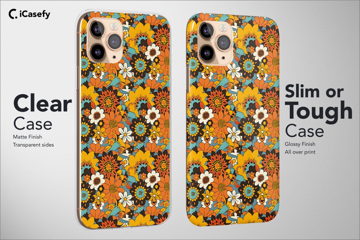 Retro Groovy Phone Case Hippie Floral Rainbow Trippy Cover - Image 3