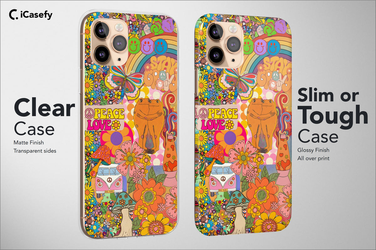 Retro Groovy Phone Case Hippie Floral Rainbow Trippy Cover - Image 3