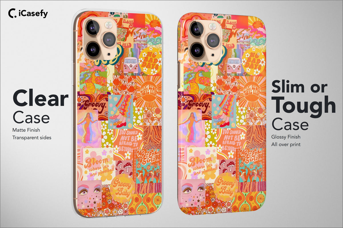 Retro Groovy Phone Case Hippie Floral Rainbow Trippy Cover - Image 4