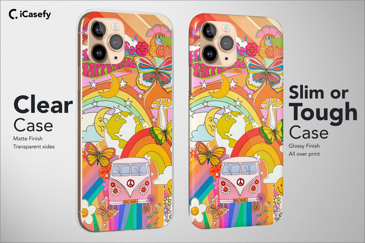 Retro Groovy Phone Case Hippie Floral Rainbow Trippy Cover - Image 4