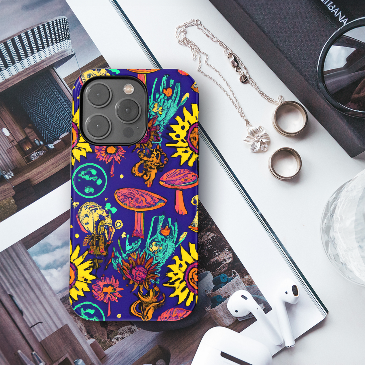 Retro Psychedelic Skulls Phone Case iPhone Samsung Cover Pixel 3520 - Image 3