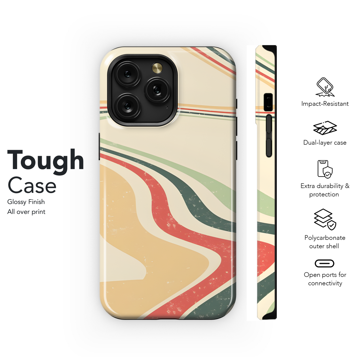 Retro Vibrant Wavy Phone Case iPhone Samsung Cover Pixel 2528 - Image 6