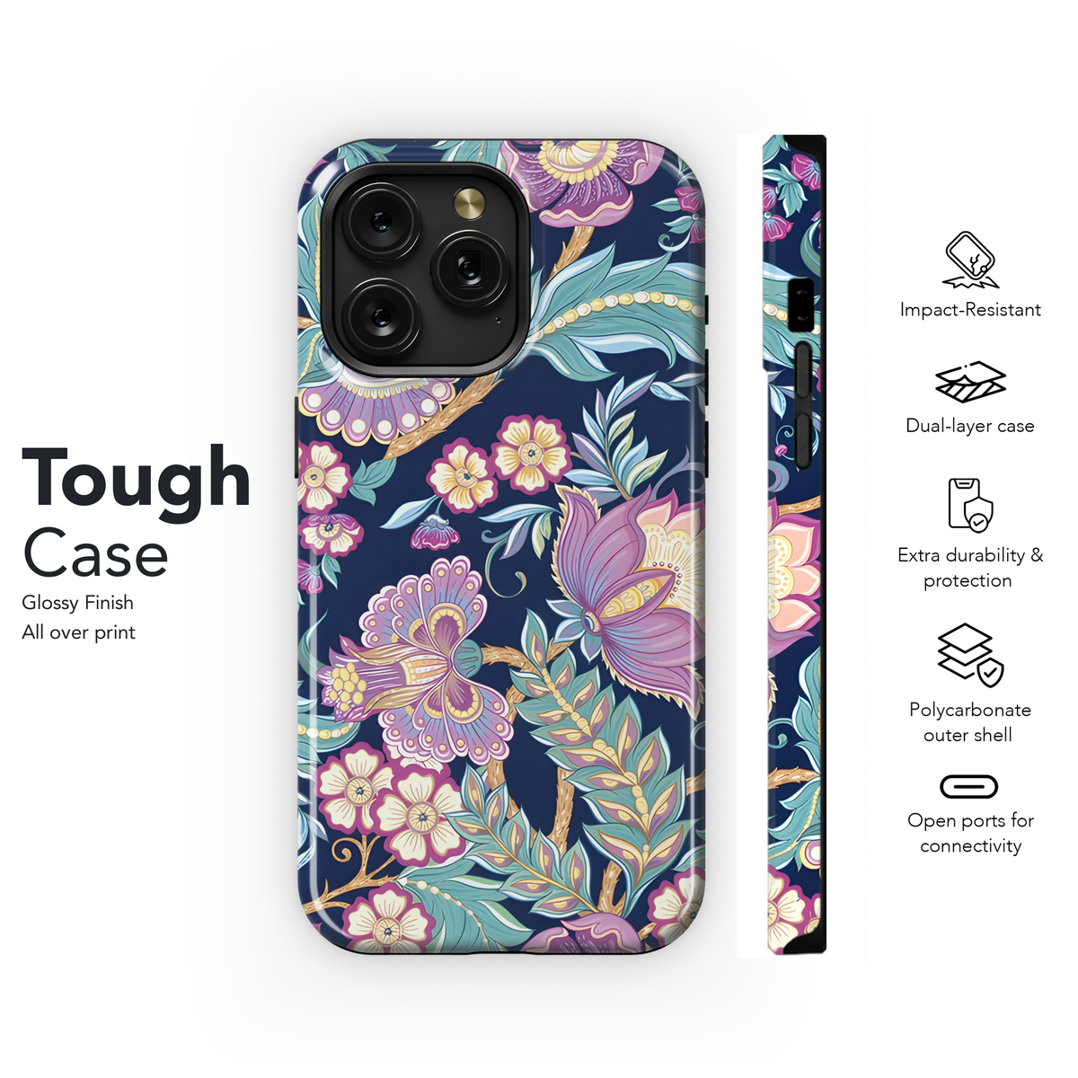 Retro Vintage Flower Jacobin Phone Case iPhone Samsung Cover Pixel 3821 - Image 6