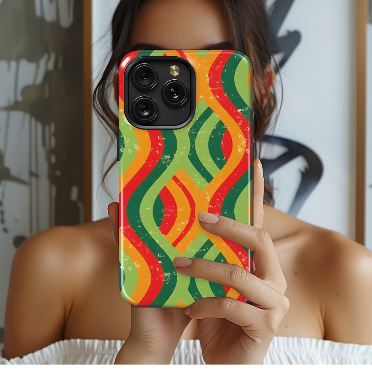 Retro Wavy Phone Case iPhone Samsung Cover Pixel 3943 - Image 2