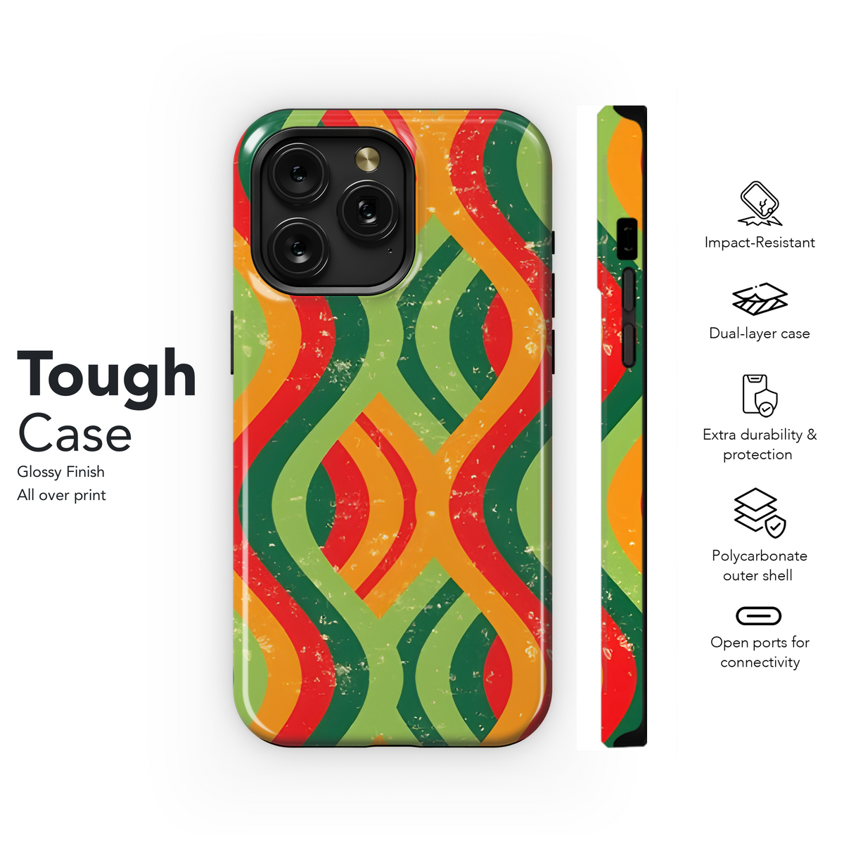 Retro Wavy Phone Case iPhone Samsung Cover Pixel 3943 - Image 6