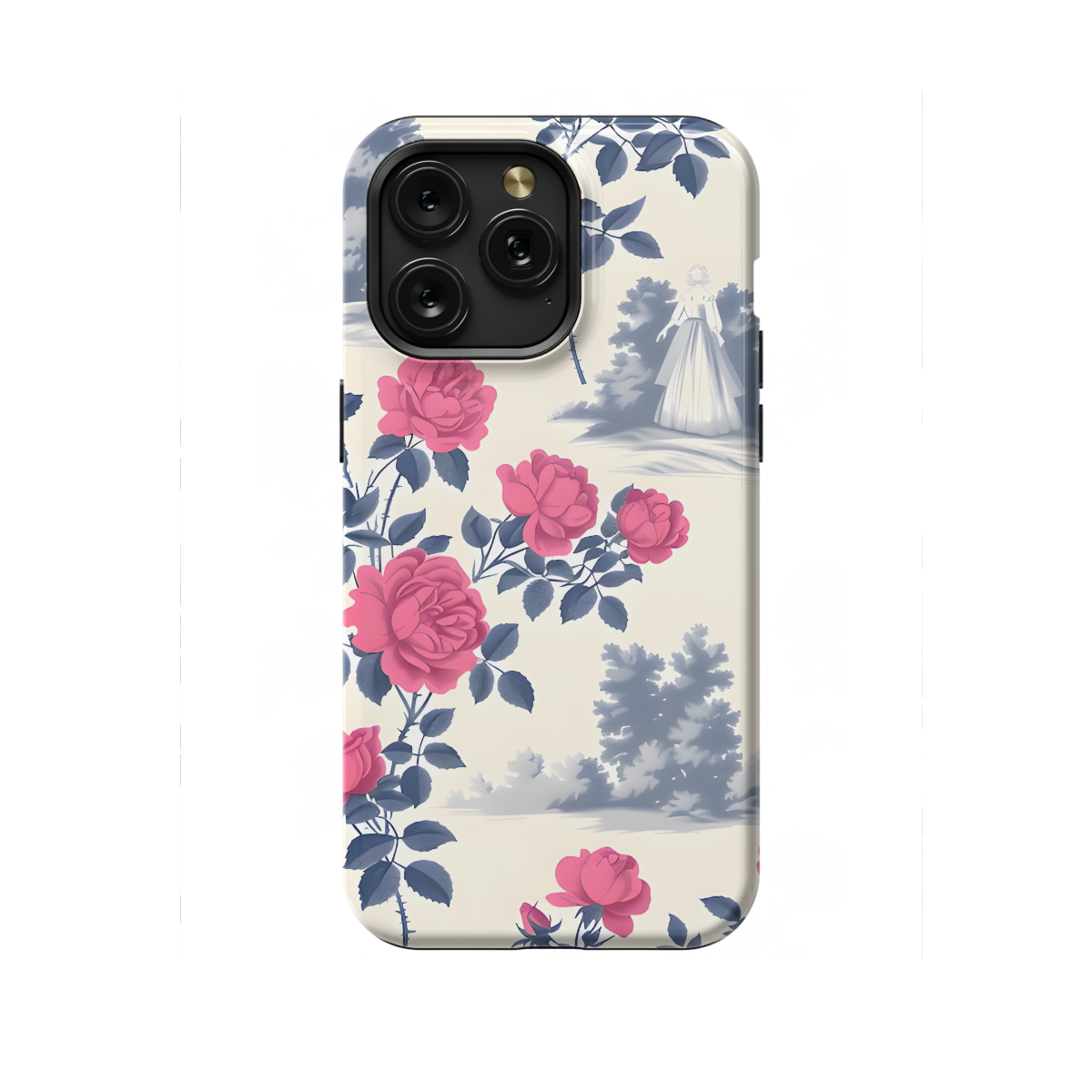 Romantic Toile De Jouy Red Rose Phone Case iPhone Samsung Cover Pixel 1197 - Image 1