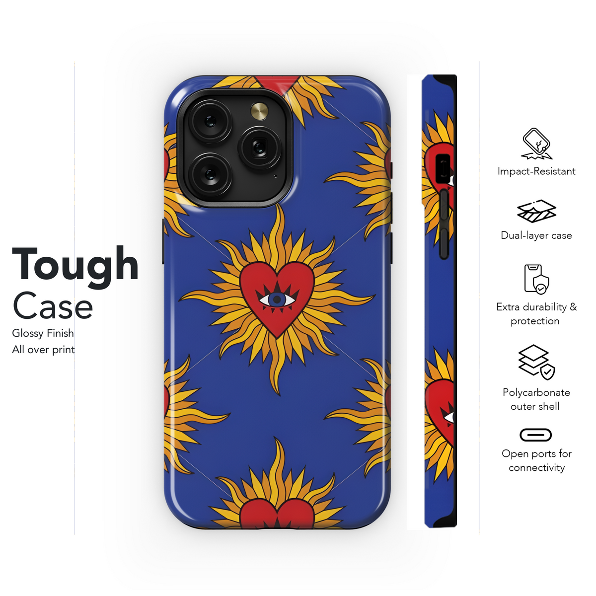 Royal Gothic Pattern Sacred Heart Evil Eye Sun Phone Case iPhone Samsung Cover Pixel 2136 - Image 6