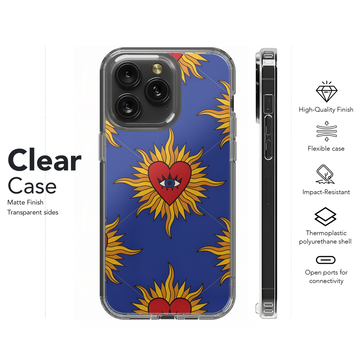 Royal Gothic Pattern Sacred Heart Evil Eye Sun Phone Case iPhone Samsung Cover Pixel 2136 - Image 8