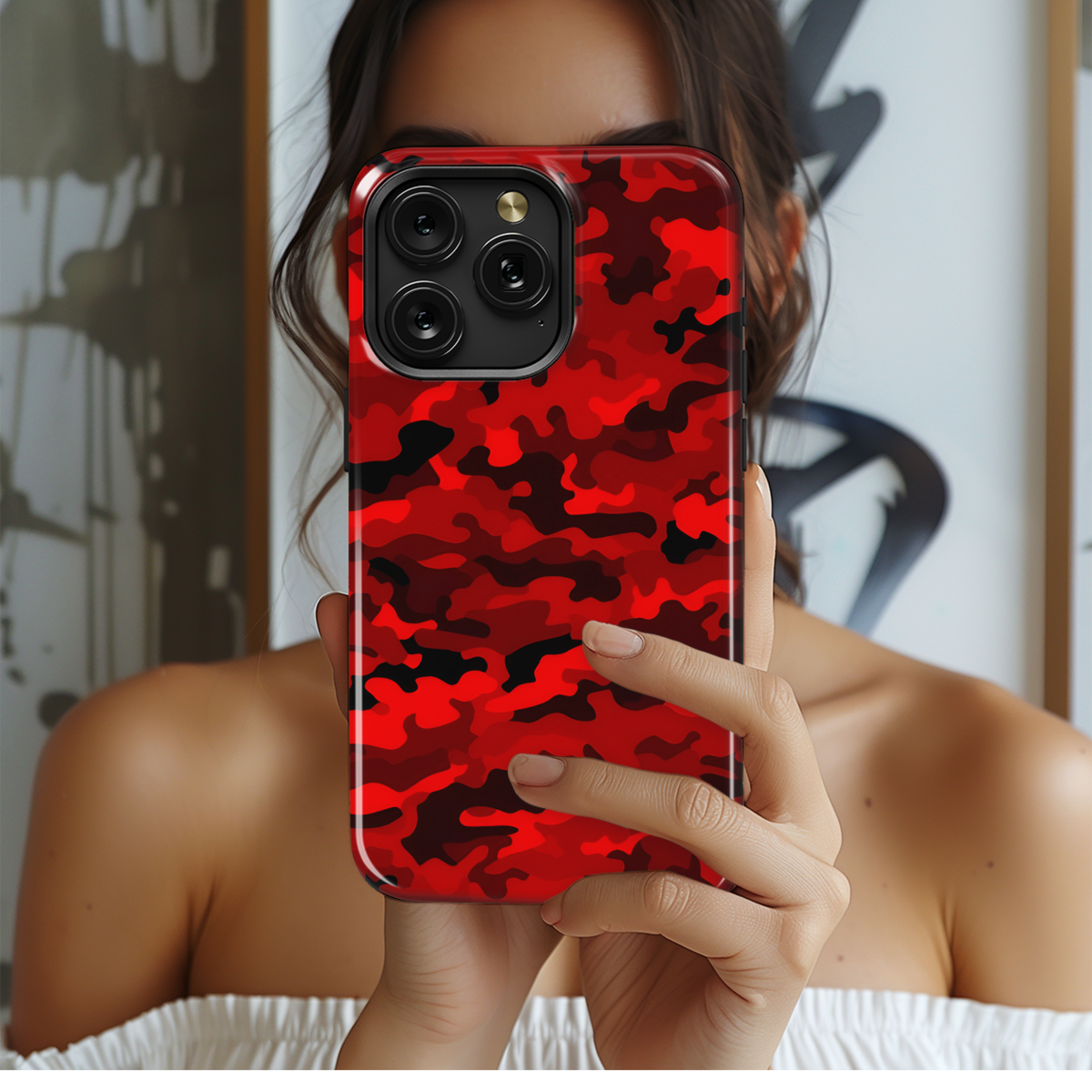 Ruby Red Camo Texture Phone Case iPhone Samsung Cover Pixel 2191 - Image 2