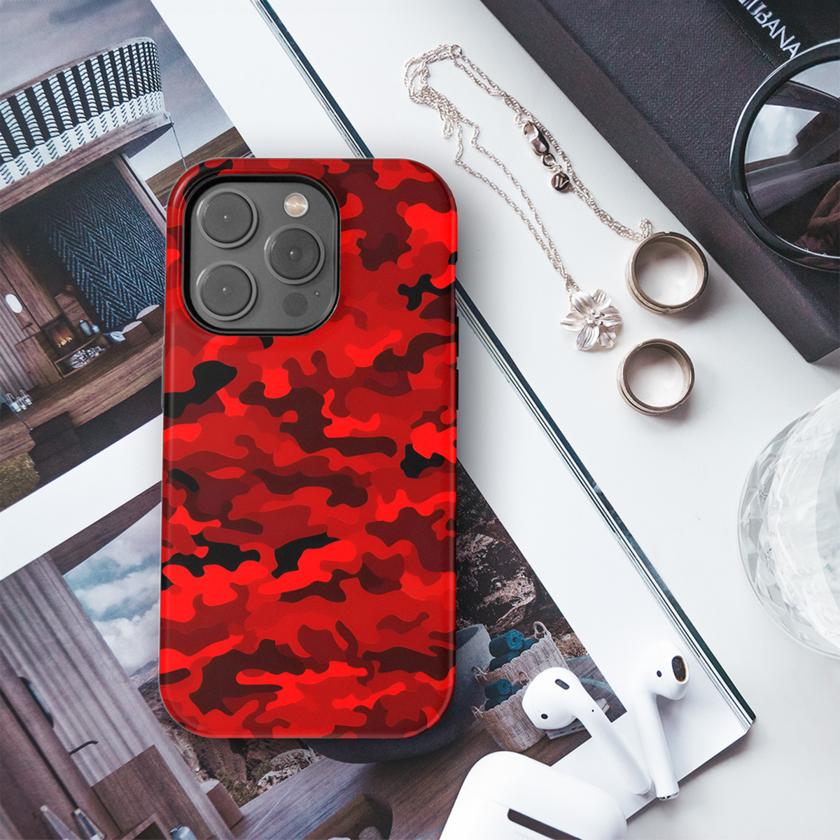 Ruby Red Camo Texture Phone Case iPhone Samsung Cover Pixel 2191 - Image 3