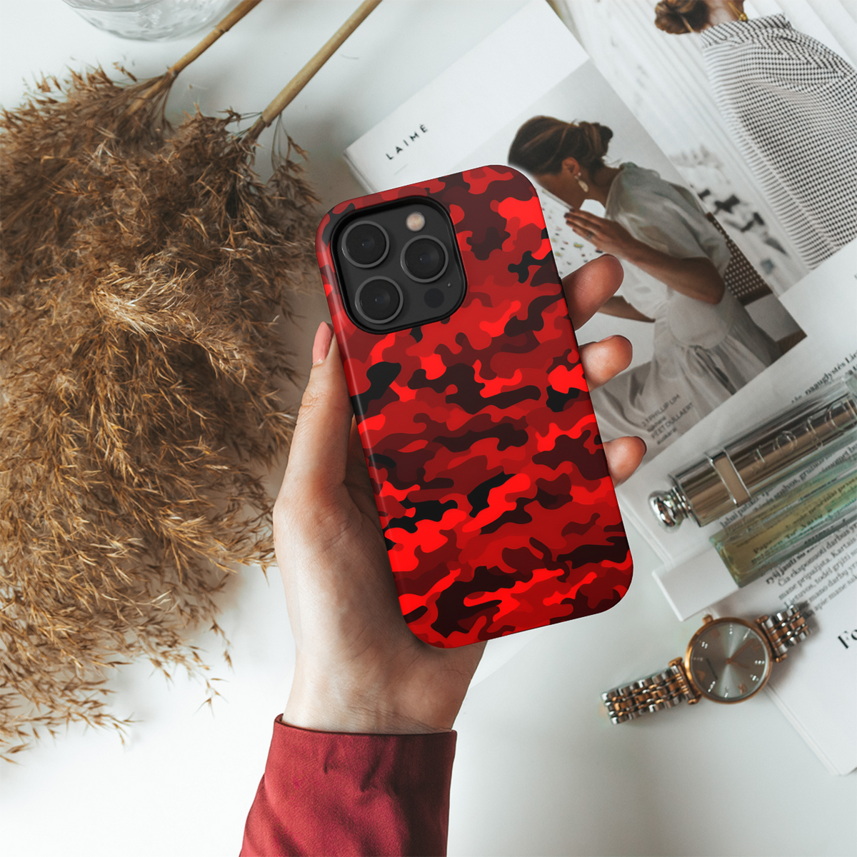 Ruby Red Camo Texture Phone Case iPhone Samsung Cover Pixel 2191 - Image 4