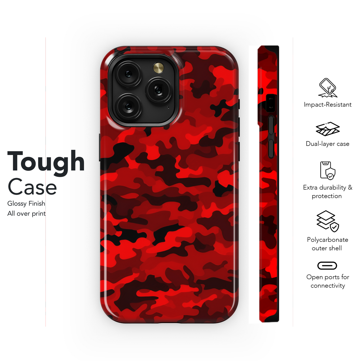 Ruby Red Camo Texture Phone Case iPhone Samsung Cover Pixel 2191 - Image 6