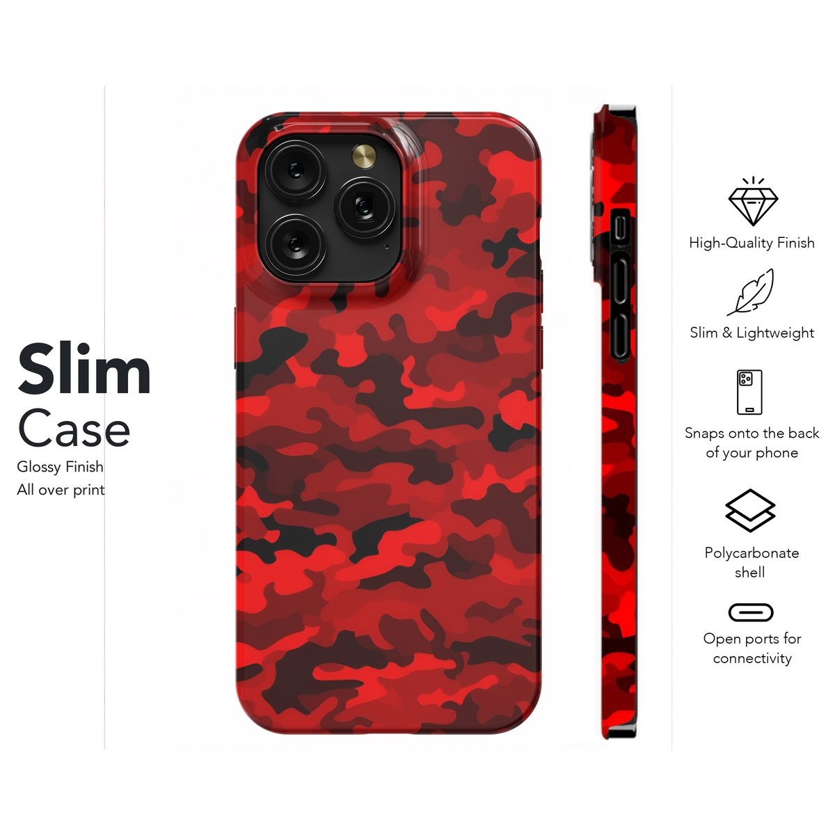 Ruby Red Camo Texture Phone Case iPhone Samsung Cover Pixel 2191 - Image 7