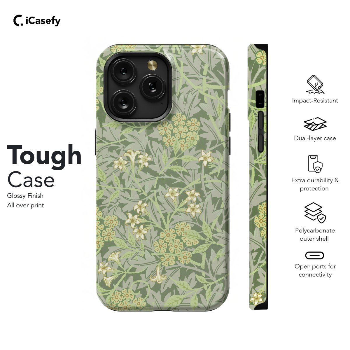 Sage Green Floral Vintage Botanical Leaf Art William Phone Case iPhone Samsung Pixel & More - Image 5