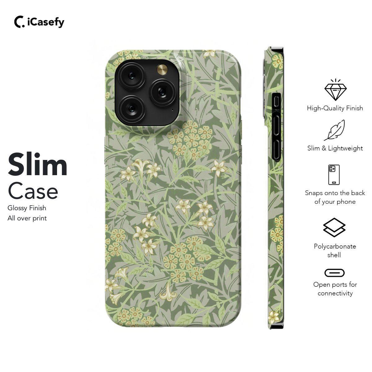 Sage Green Floral Vintage Botanical Leaf Art William Phone Case iPhone Samsung Pixel & More - Image 6