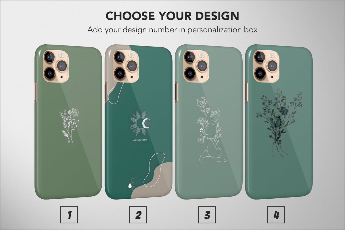 Sage Green Phone Case Floral Boho Minimalist Women Art Cover For - Image 1