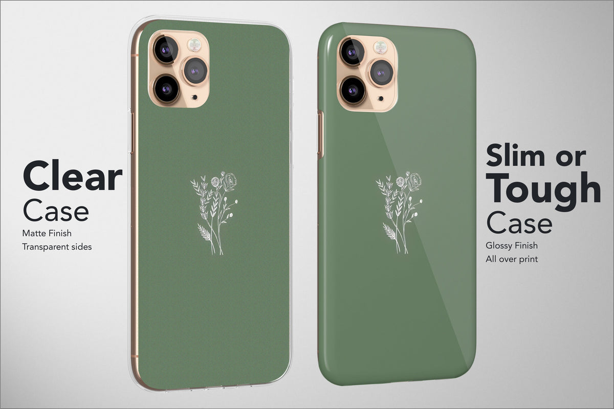 Sage Green Phone Case Floral Boho Minimalist Women Art Cover For - Image 2