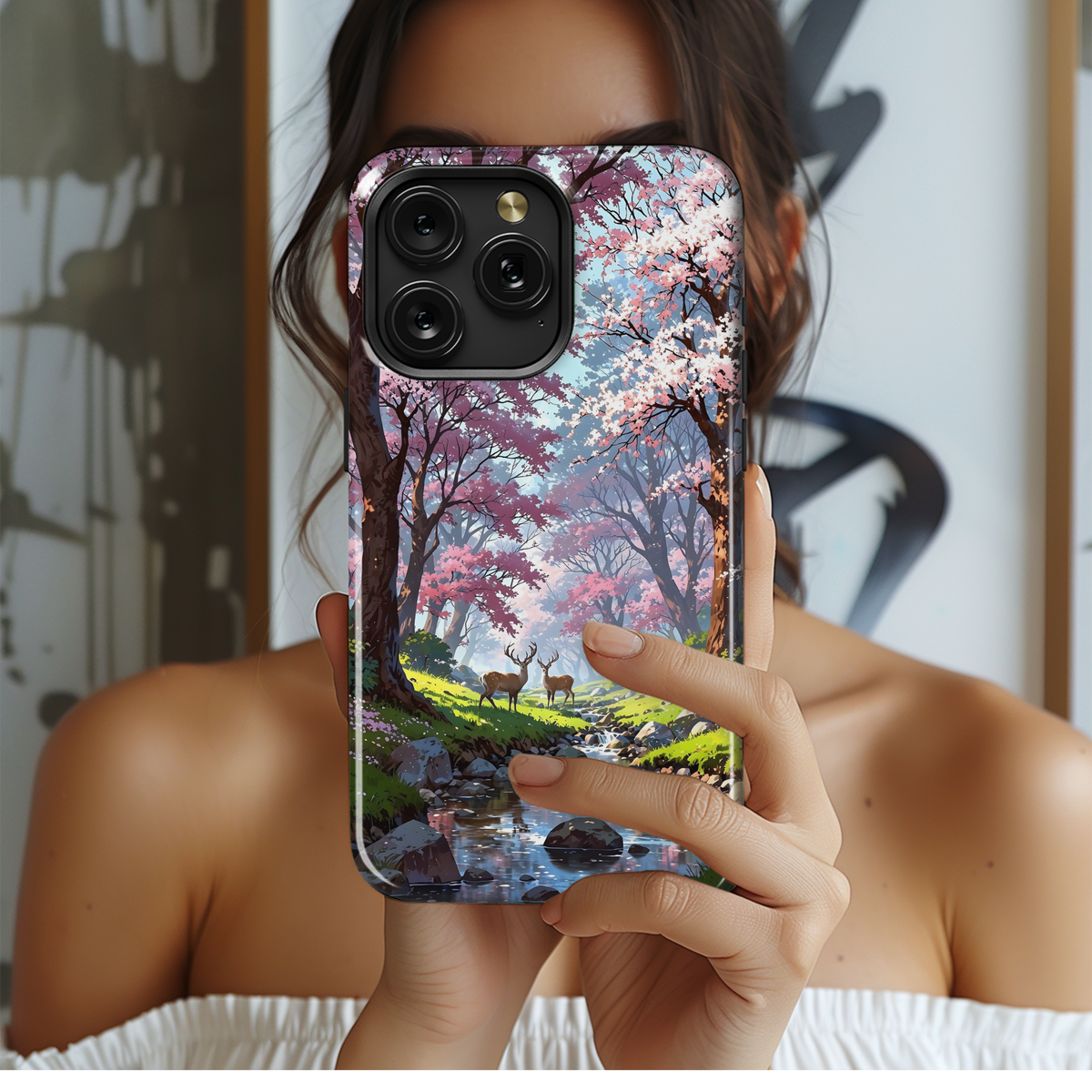 Sakura Deer Stream
 Phone Case iPhone Samsung Cover Pixel 4075 - Image 2