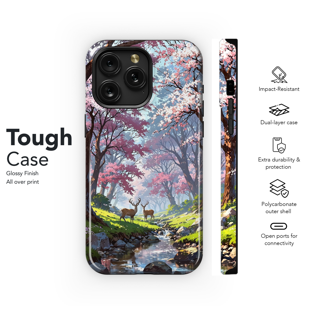 Sakura Deer Stream
 Phone Case iPhone Samsung Cover Pixel 4075 - Image 6