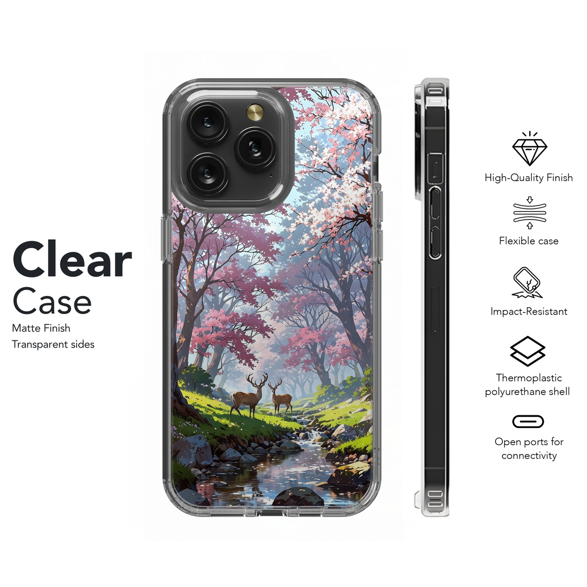 Sakura Deer Stream
 Phone Case iPhone Samsung Cover Pixel 4075 - Image 8