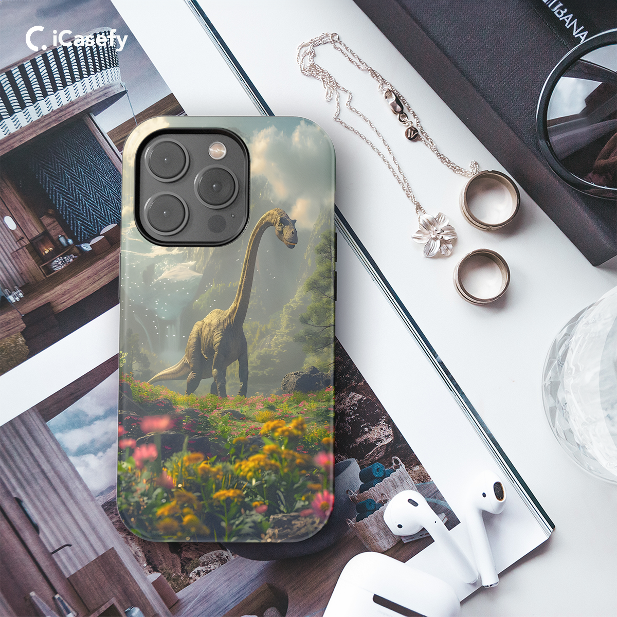 Sauropod Dinosaur in Nature Phone Case iPhone Samsung Cover Pixel 1111 - Image 3