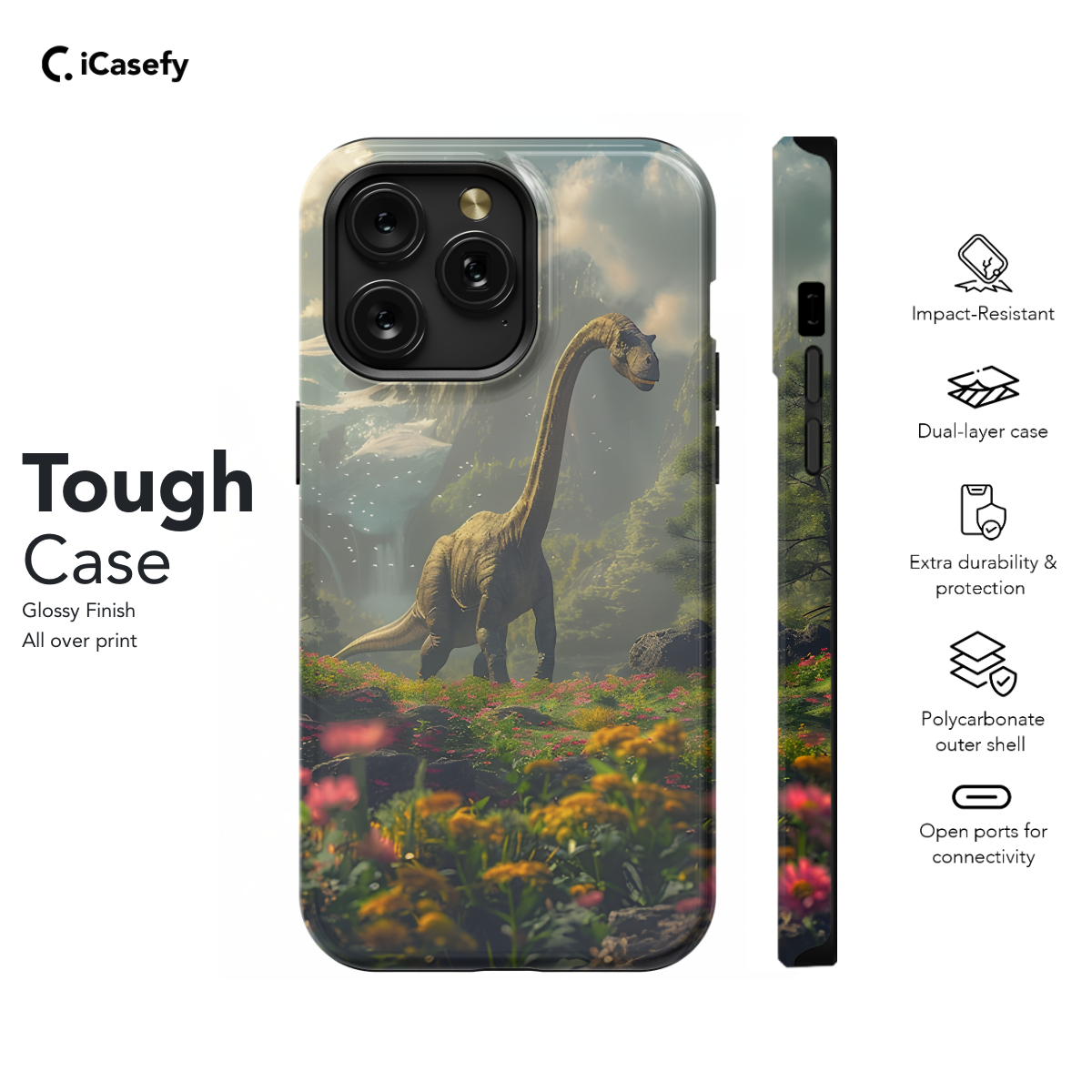 Sauropod Dinosaur in Nature Phone Case iPhone Samsung Cover Pixel 1111 - Image 5